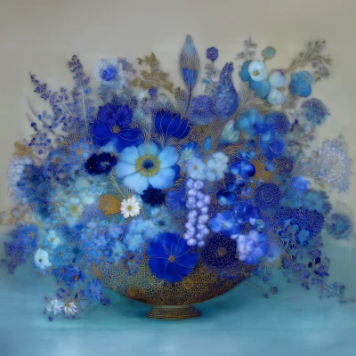 Blue Bouquet in Bronze Vase