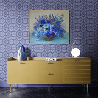Blue Bouquet in Bronze Vase