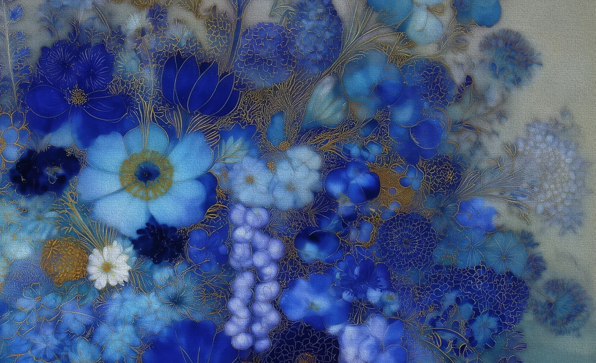 Blue Bouquet in Bronze Vase