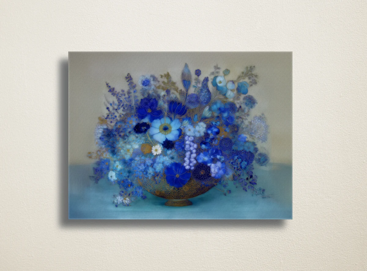 Blue Bouquet in Bronze Vase