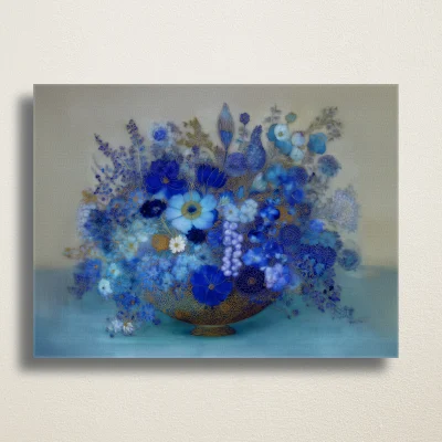 Blue Bouquet in Bronze Vase