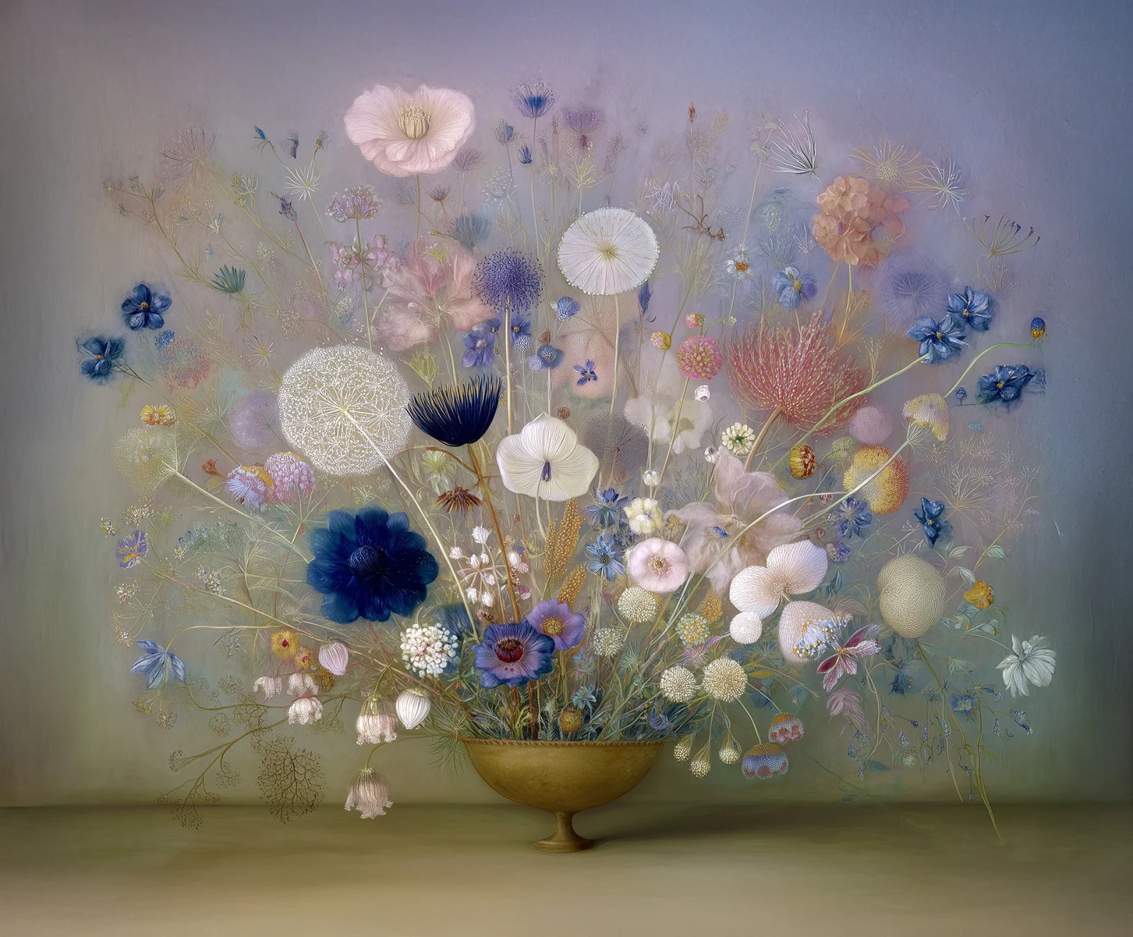 Wild Flowers in Bronze Vase