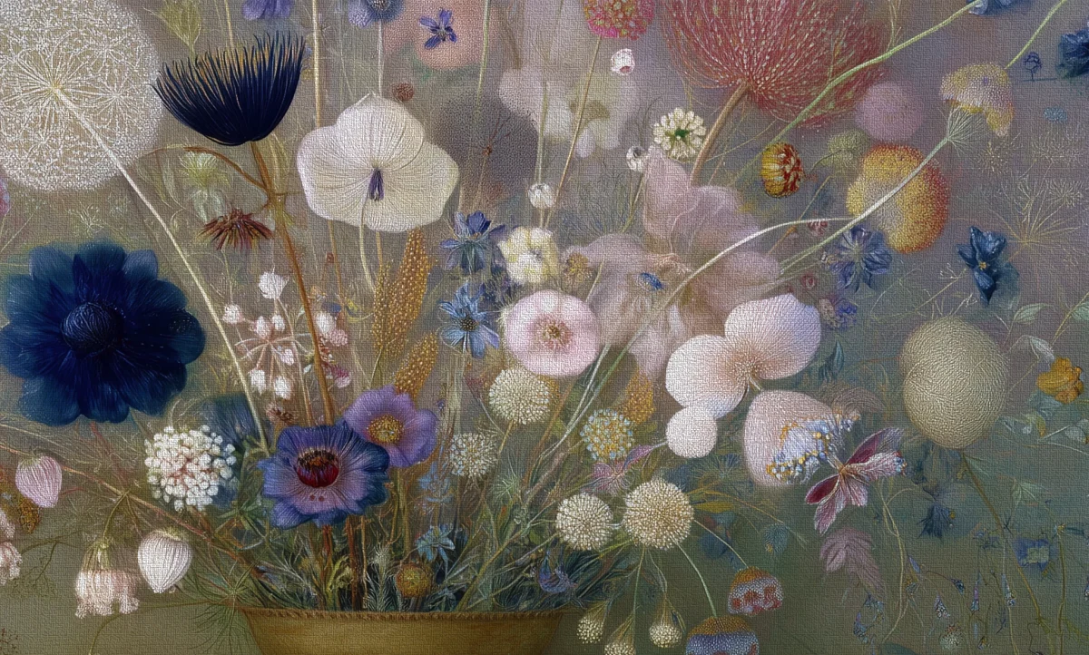 Wild Flowers in Bronze Vase