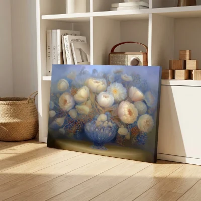 White Peonies in Glass Vase
