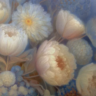 White Peonies in Glass Vase
