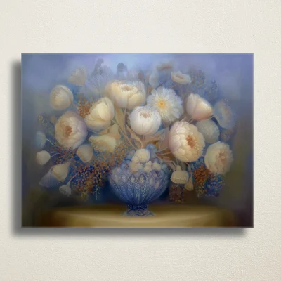 White Peonies in Glass Vase