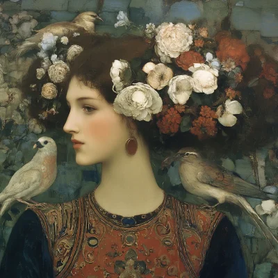Woman With Three Birds