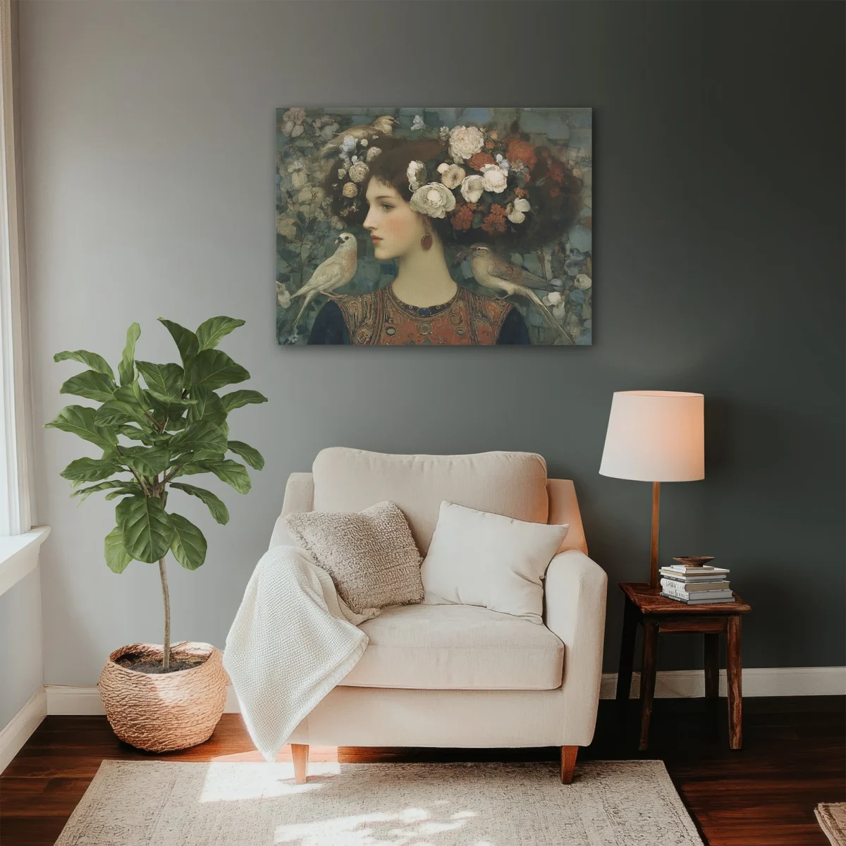 Woman With Three Birds