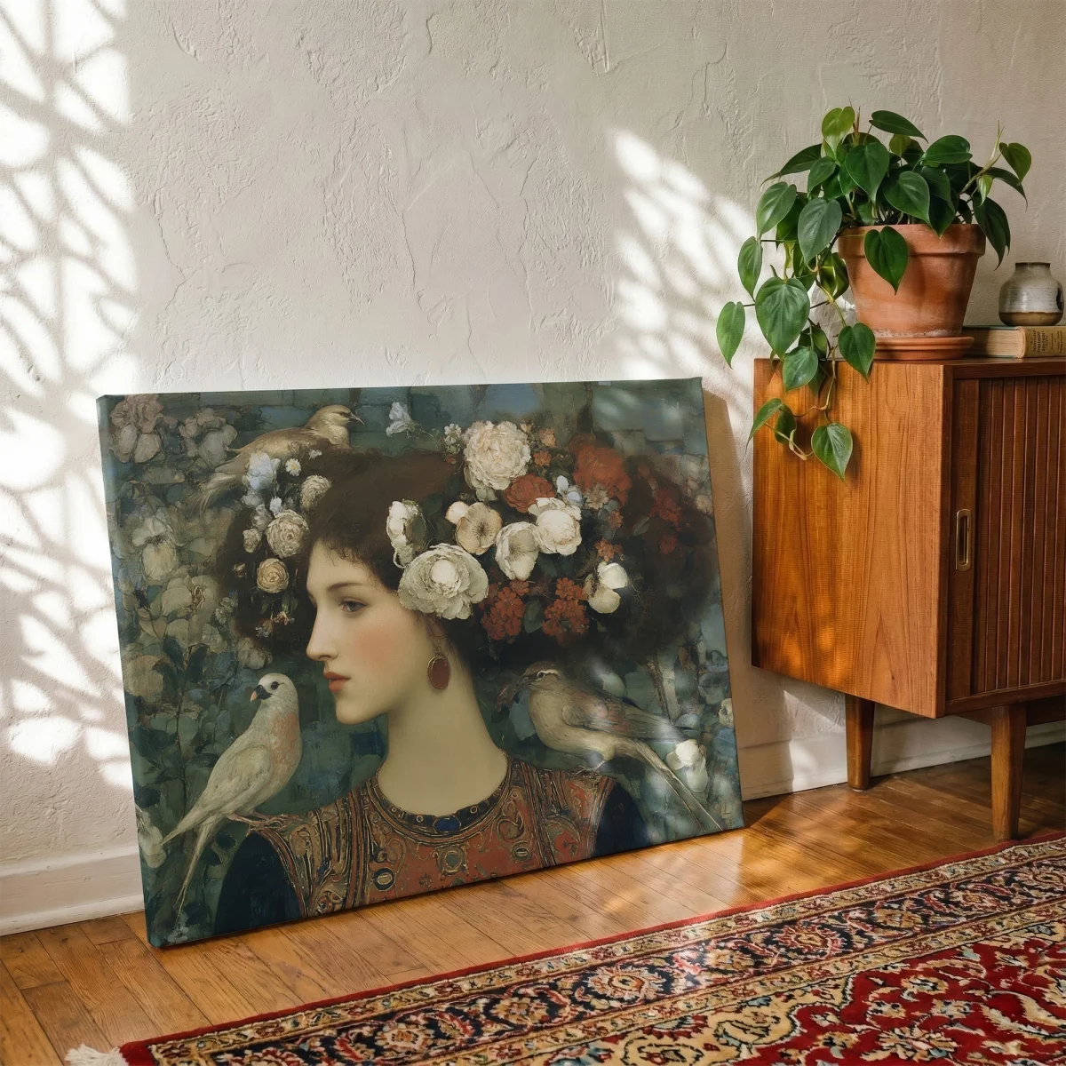 Woman With Three Birds