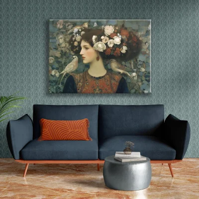 Woman With Three Birds