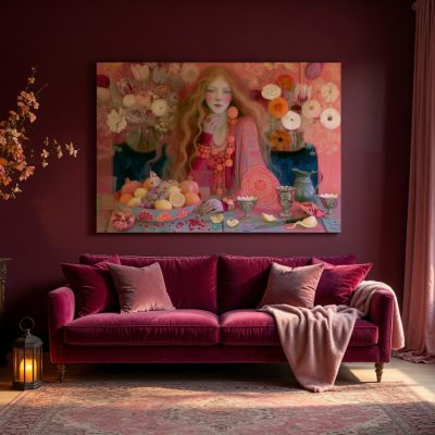 magenta morning_burgundy sofa_mu Magenta Morning