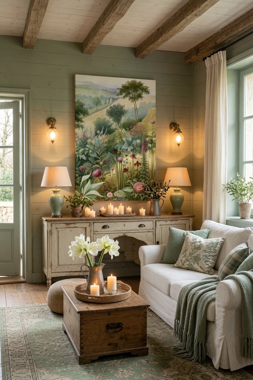 Green Valley in a sage cottage living room